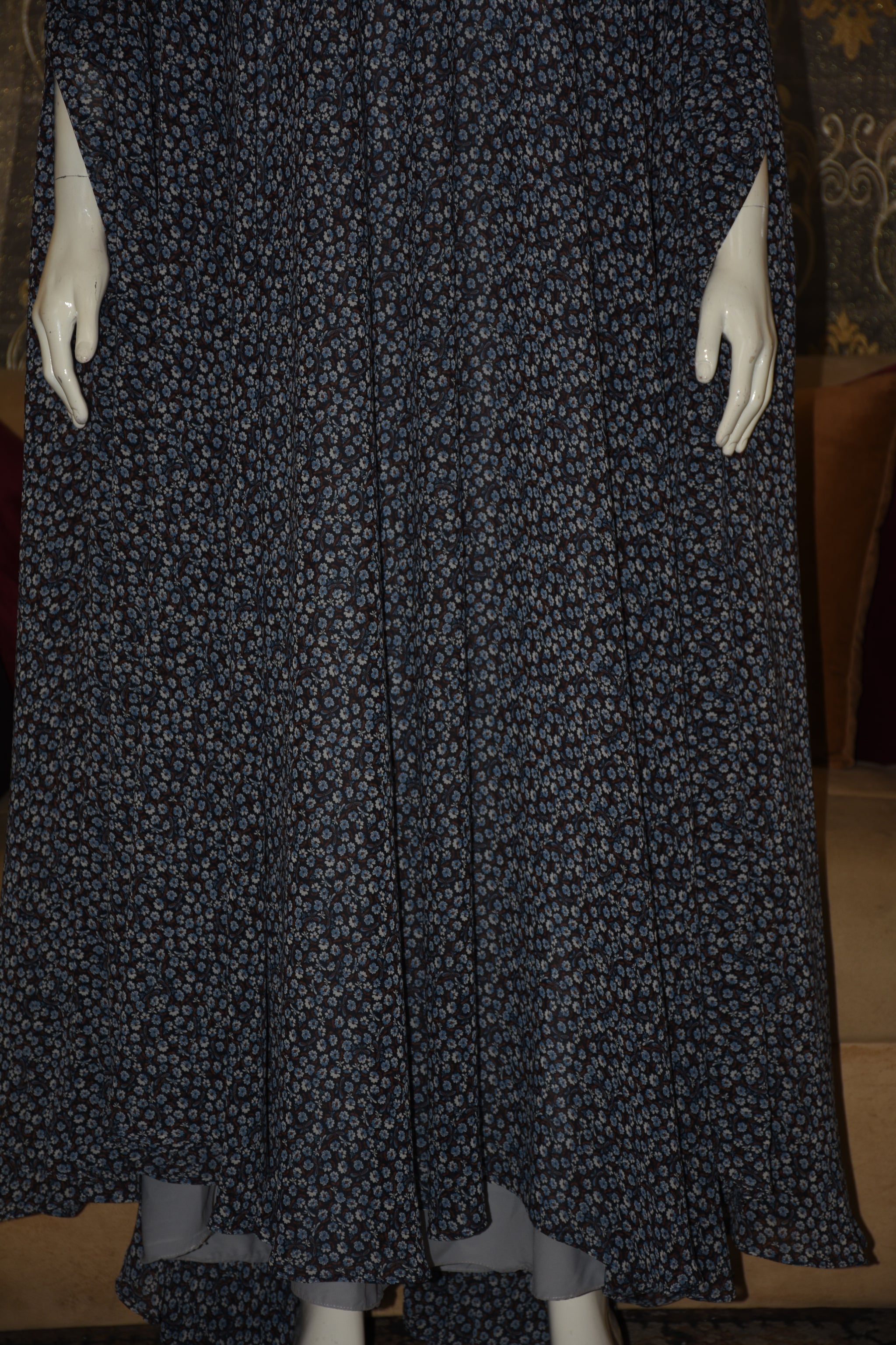 Chiffon butterfly abaya with separate upper and inner gown