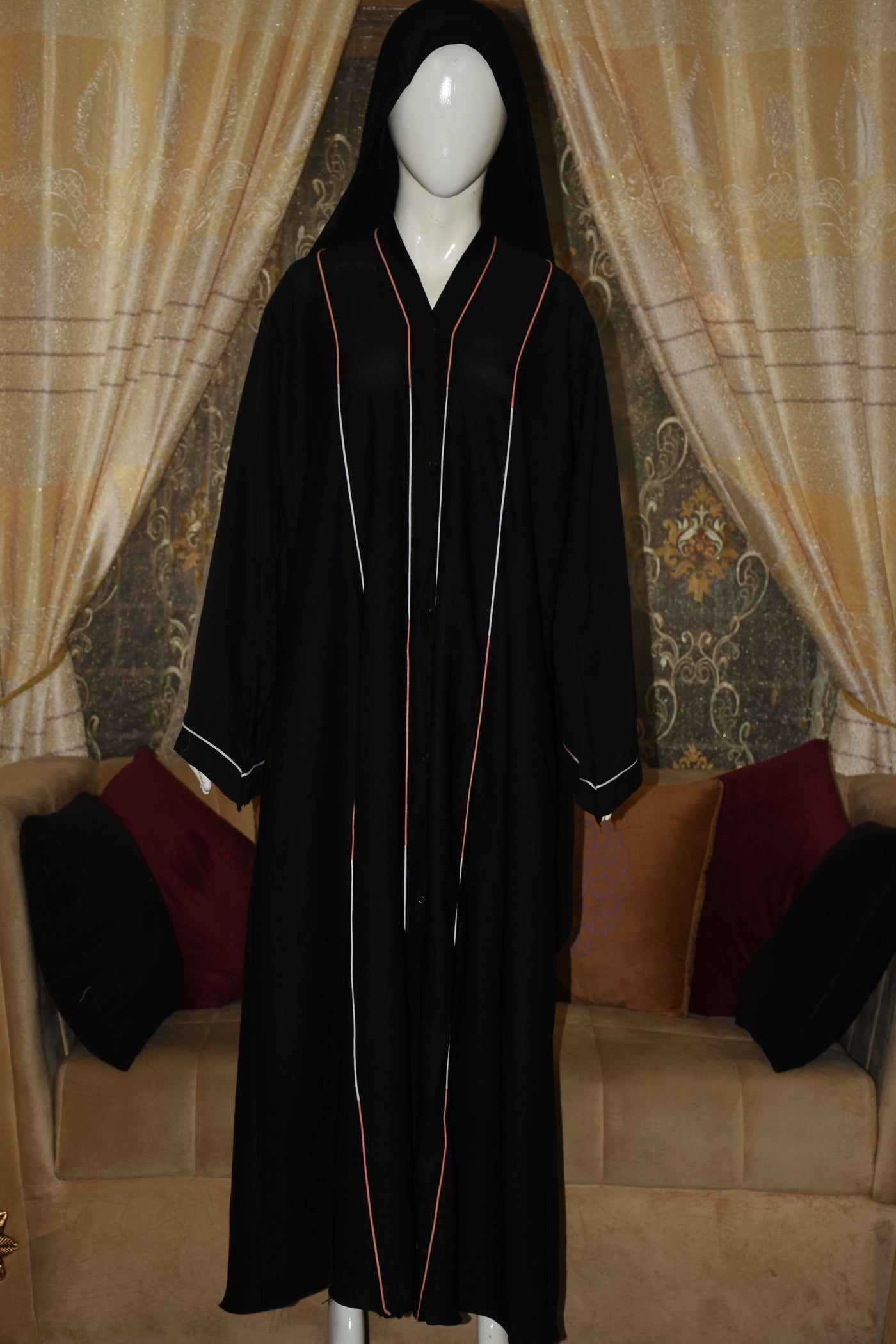 Plain Nida Fabric front open abaya