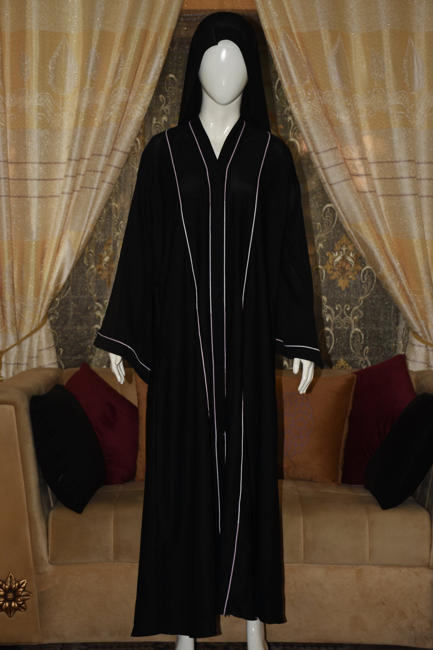 Plain Nida Fabric front open abaya