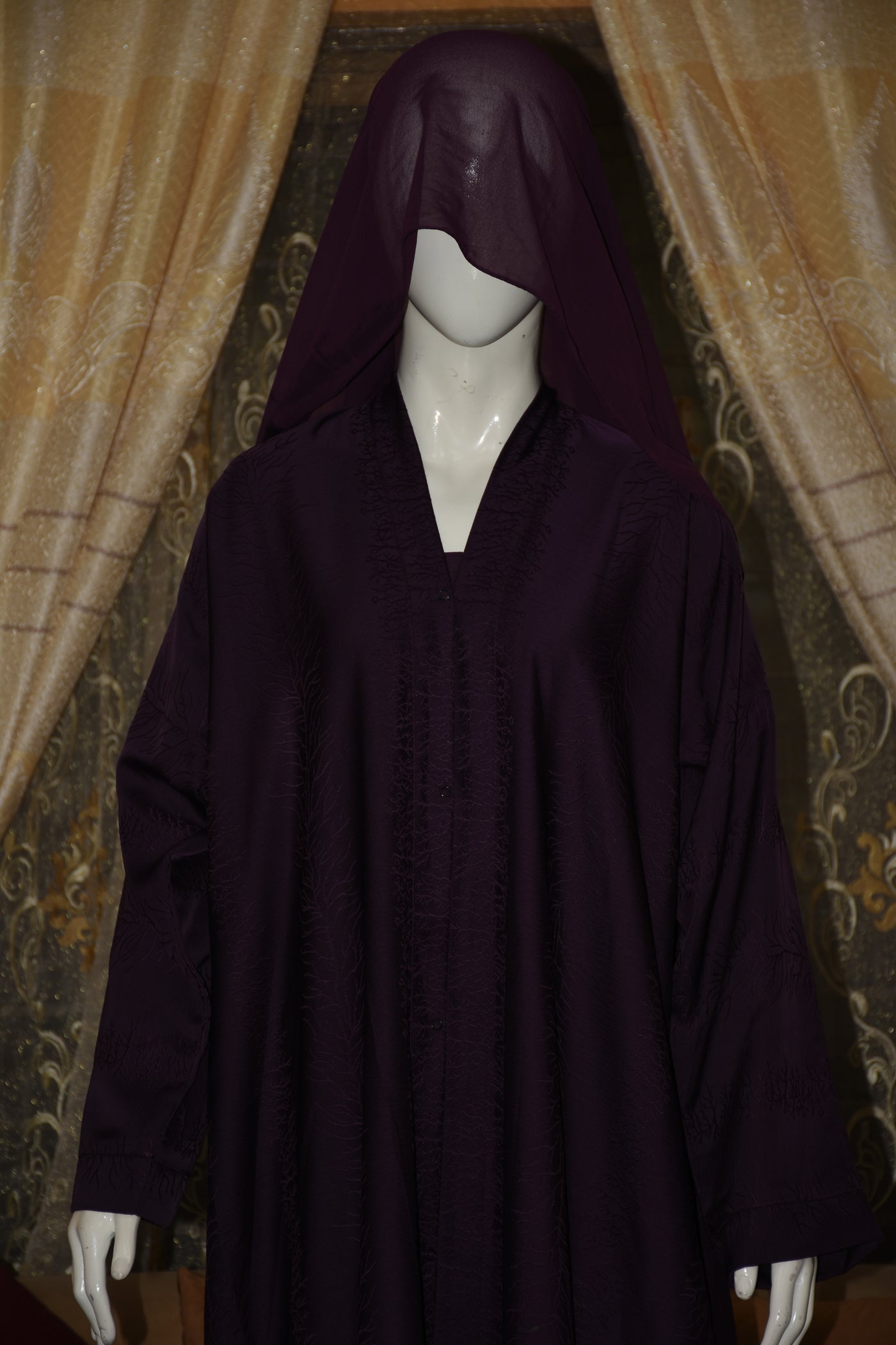 Front open thick silk fabric abaya