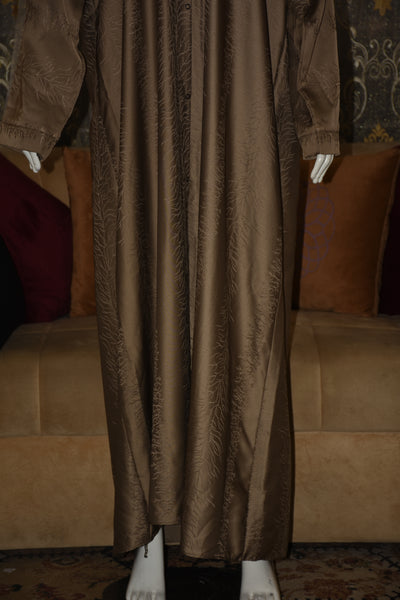 Front open thick silk fabric abaya