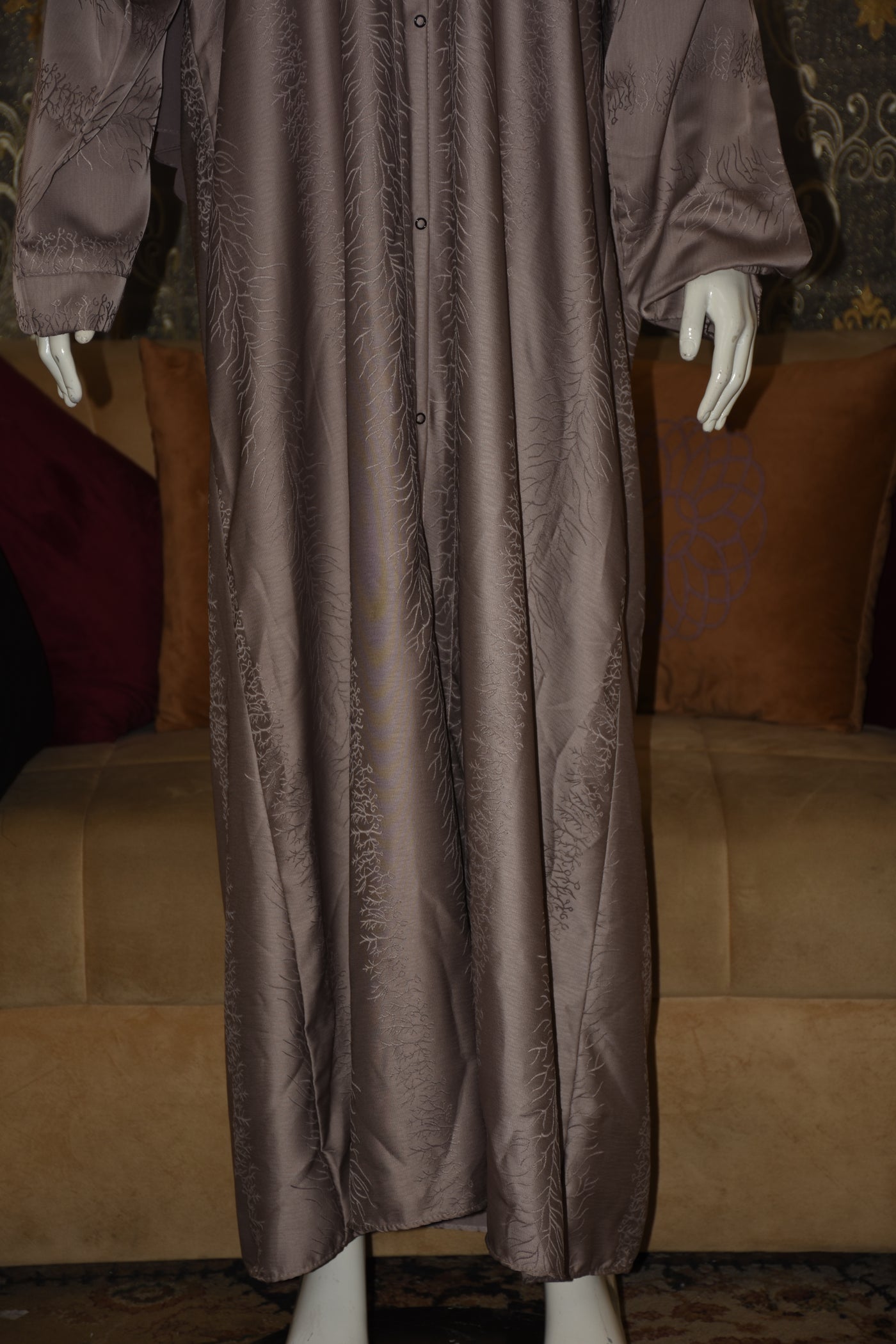 Front open thick silk fabric abaya