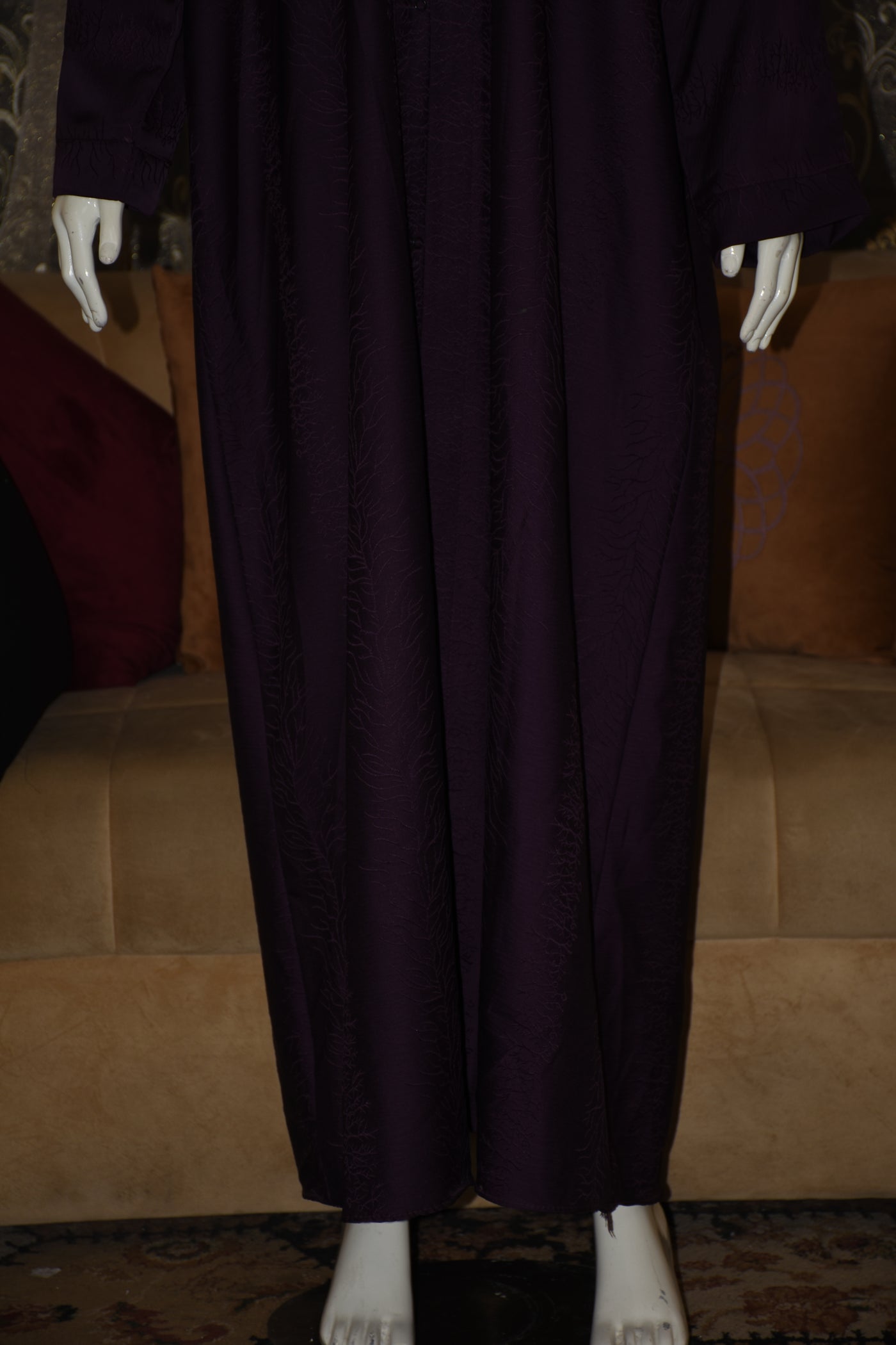 Front open thick silk fabric abaya