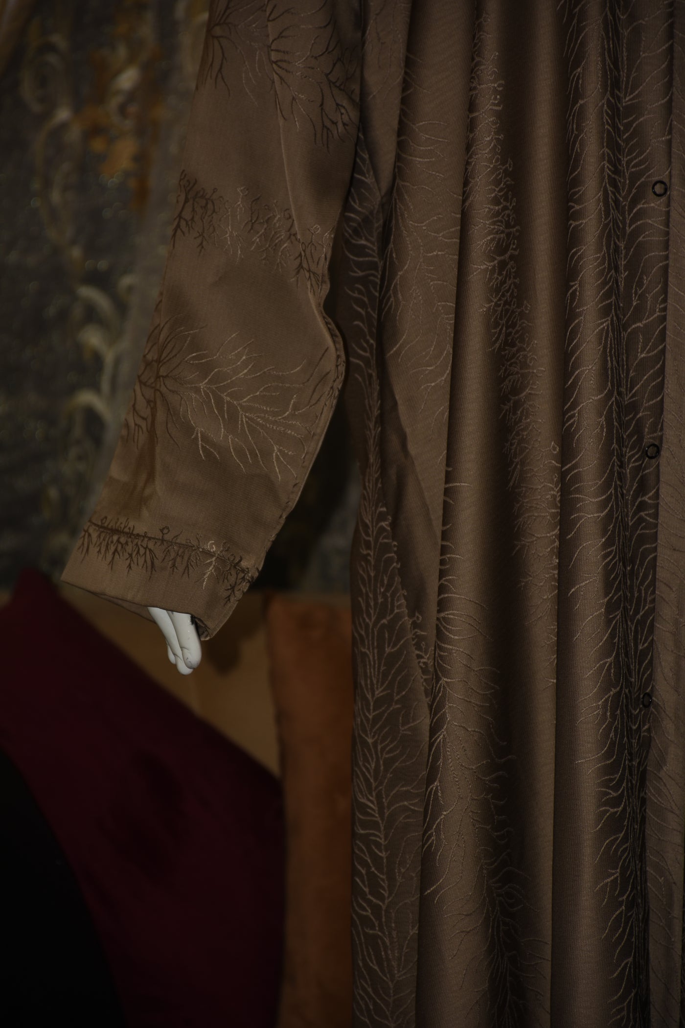 Front open thick silk fabric abaya