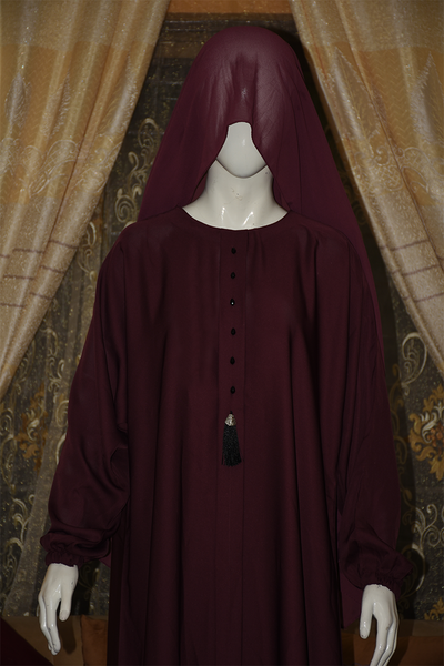 Nida Fabric abaya with buttons and tussles