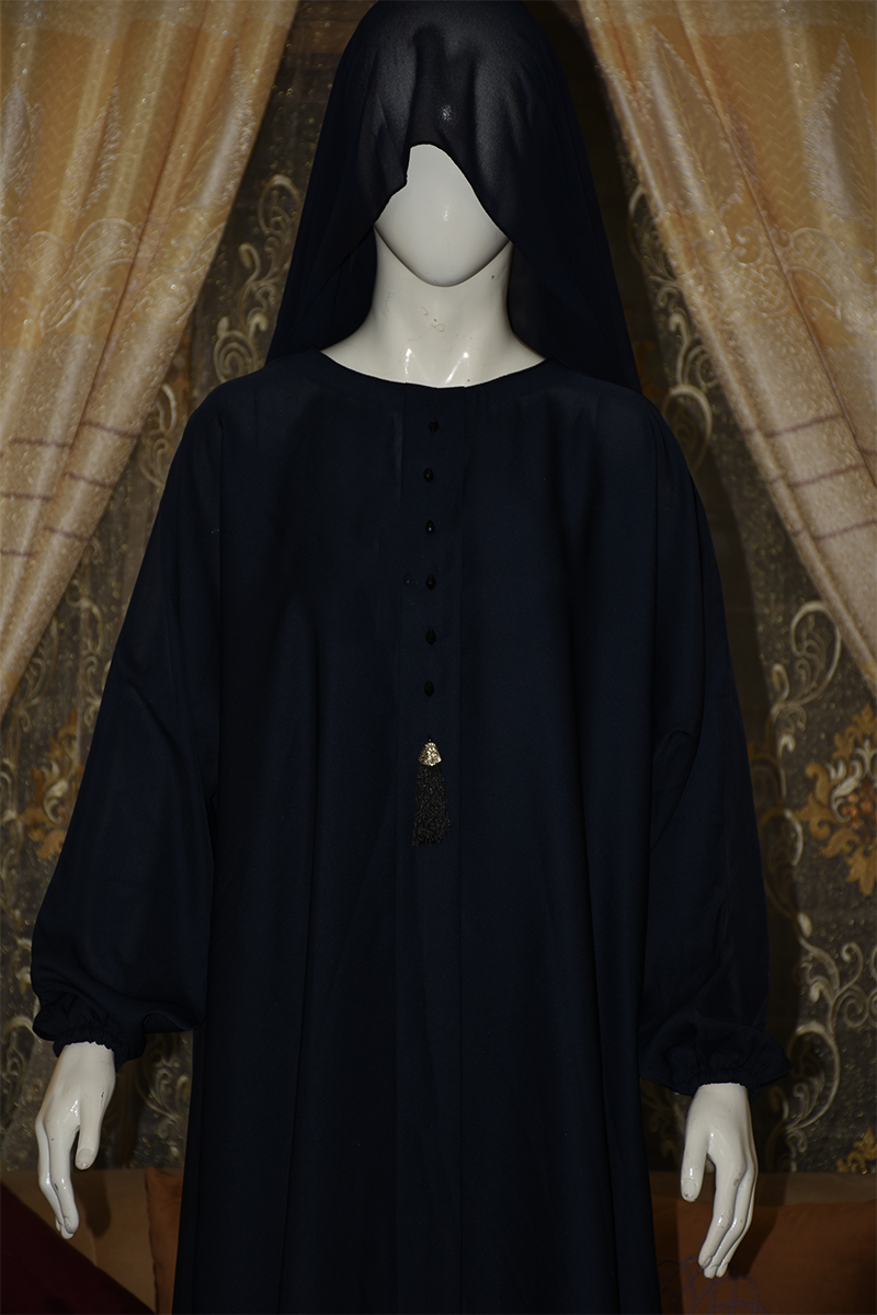 Nida Fabric abaya with buttons and tussles