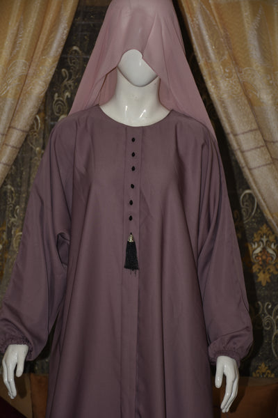 Nida Fabric abaya with buttons and tussles