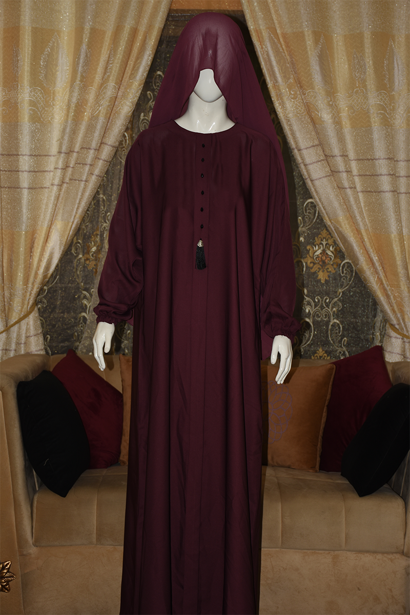Nida Fabric abaya with buttons and tussles