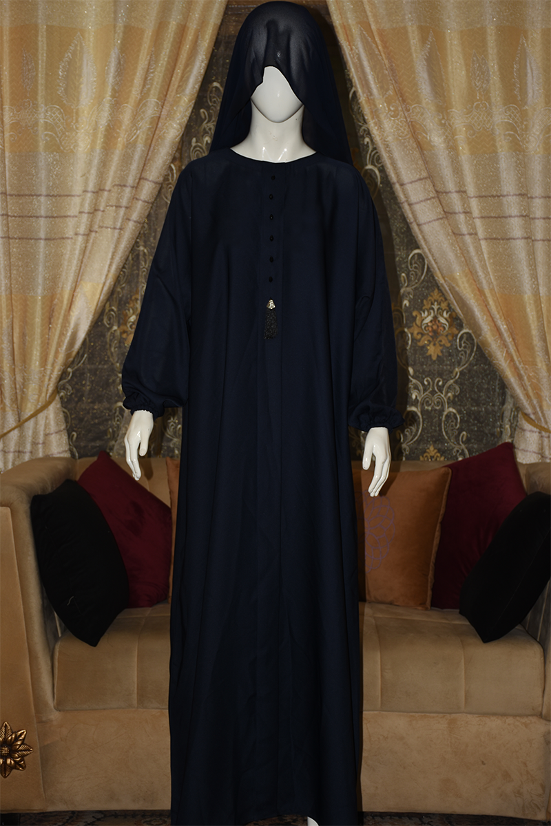Nida Fabric abaya with buttons and tussles