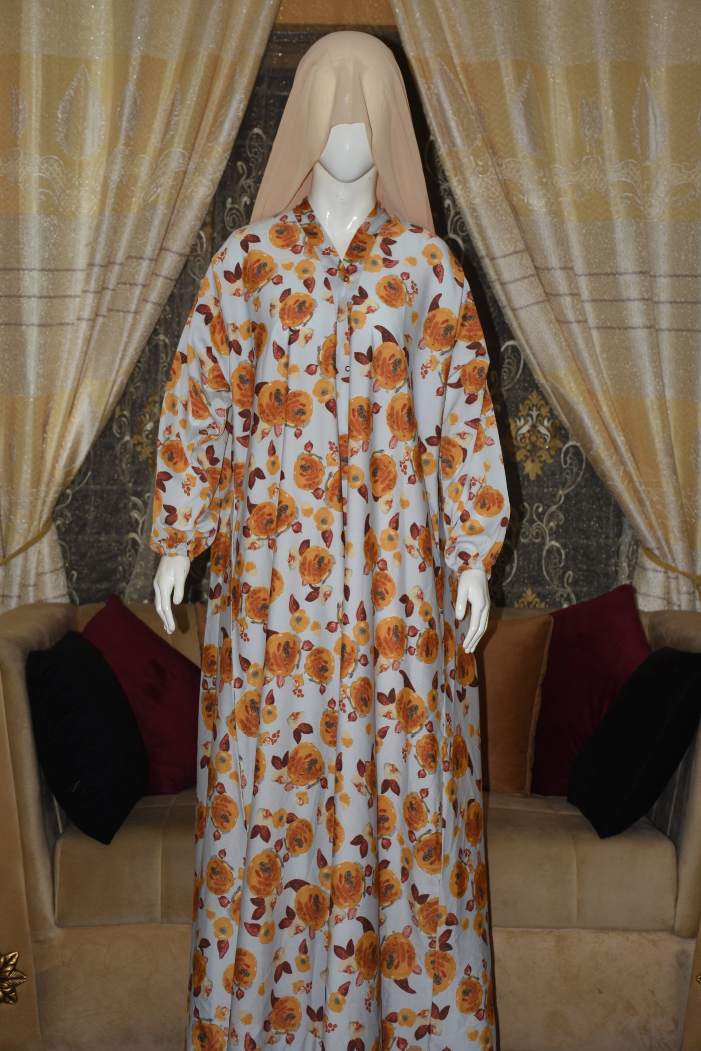 Front open light weight georgette abaya