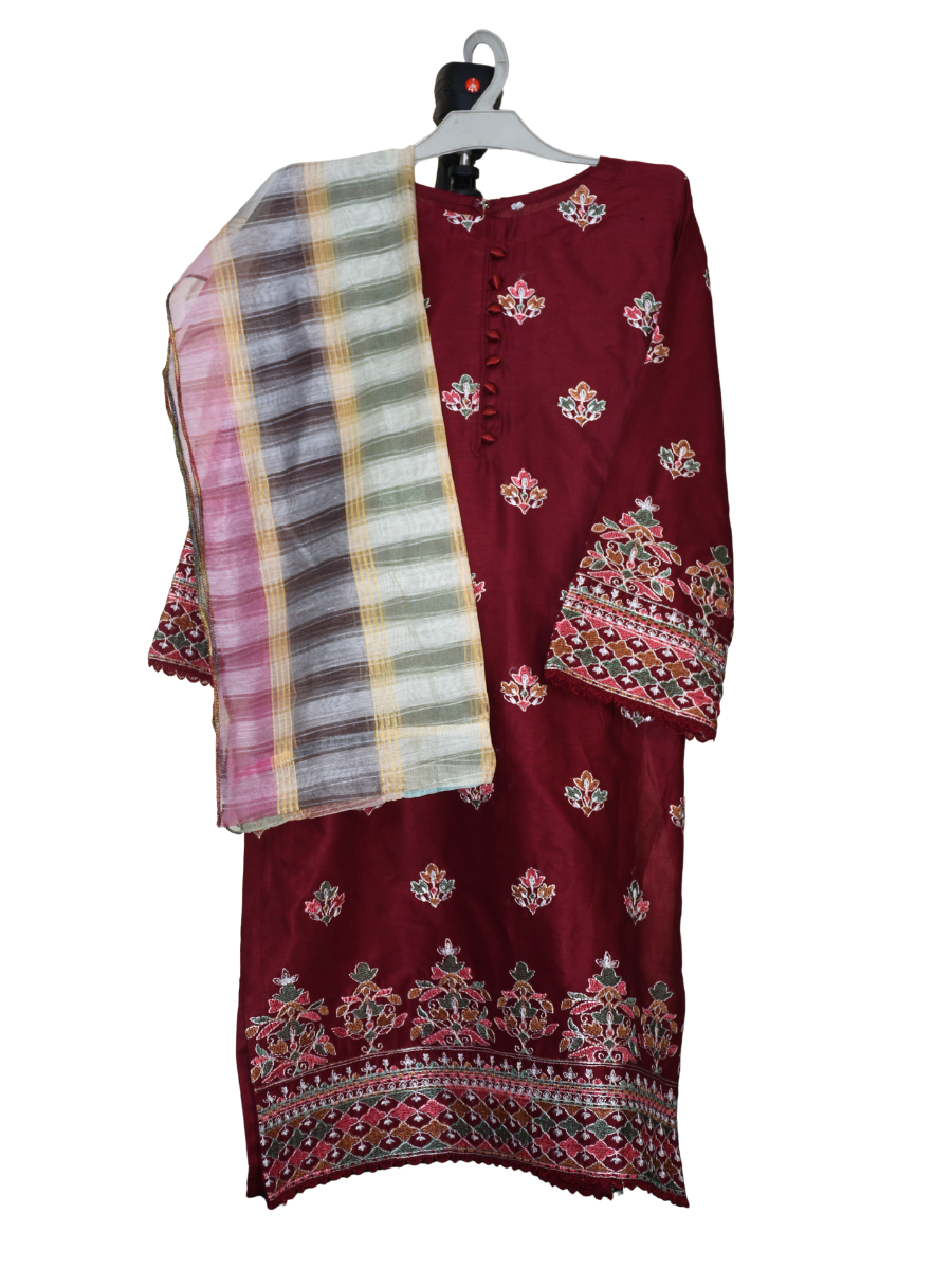 Casual wear cotton dress with embroidery