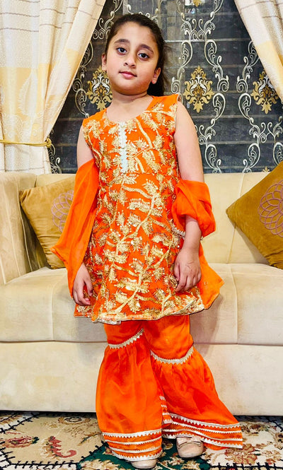 3pc chiffon Gharara dress
