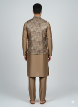 3 pc Katan silk fancy Kurta Trouser with waistcoat