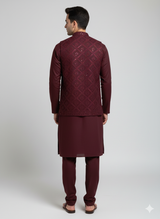 3 pc wash and wear Kurta Trouser with waistcoat