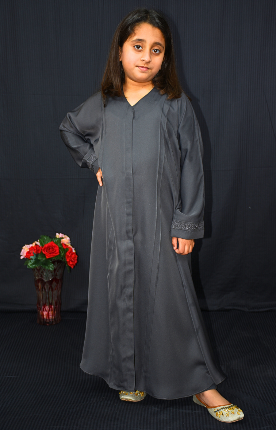 Kids Abaya on Nida fabric