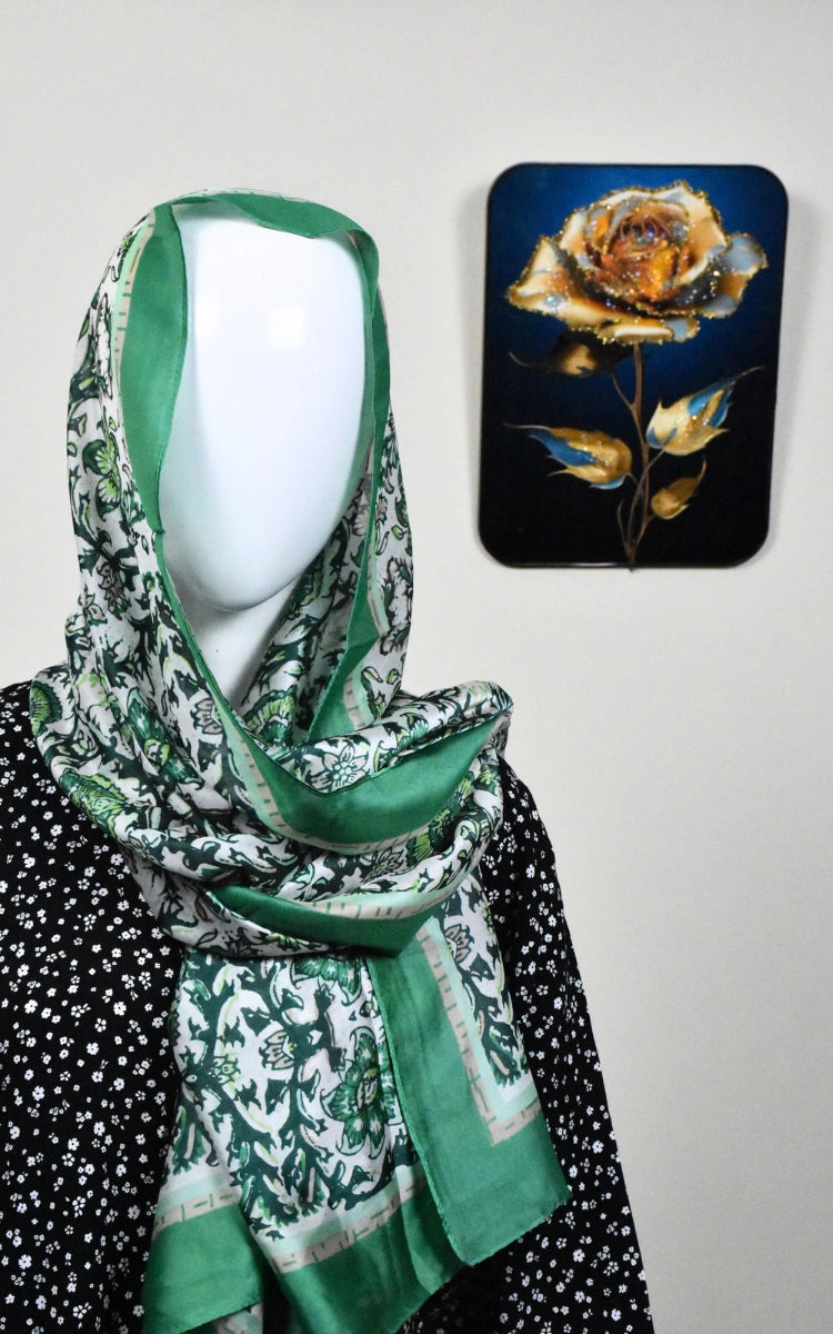 Silky Scarf with flowers