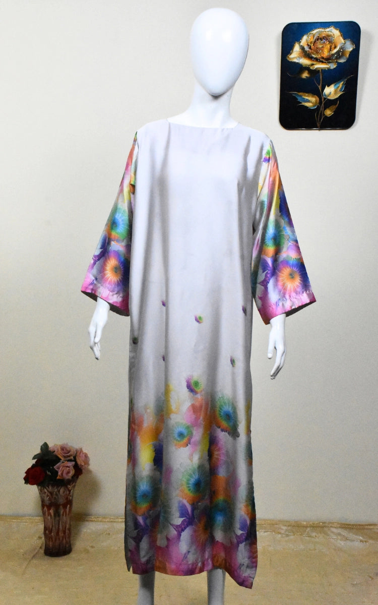 Silky long shirt with self design