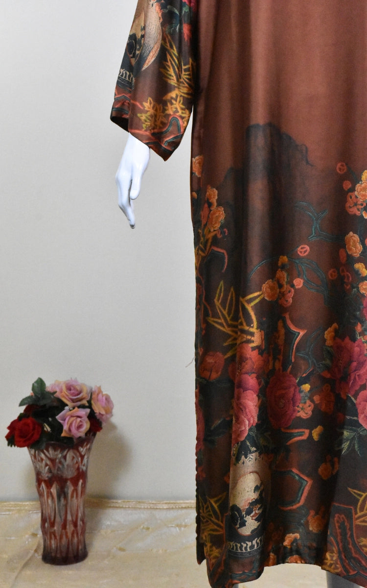 Silky long shirt with self design