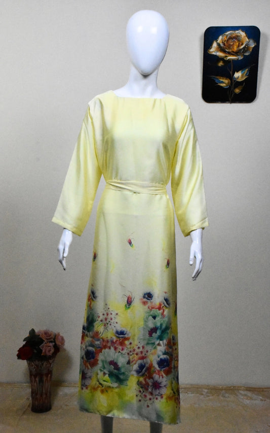 Silky long shirt with self design
