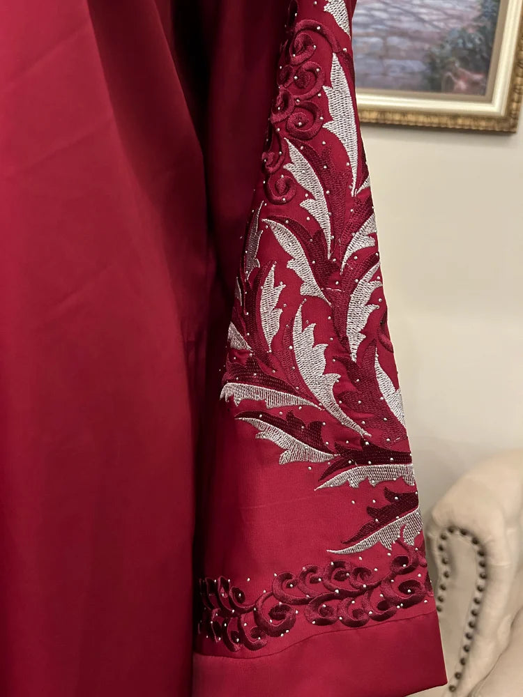 Silk Abaya with scarf and Embroidery work