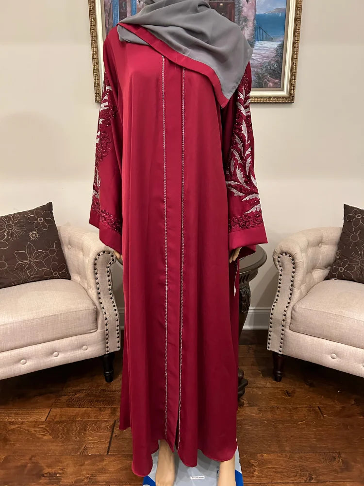 Silk Abaya with scarf and Embroidery work