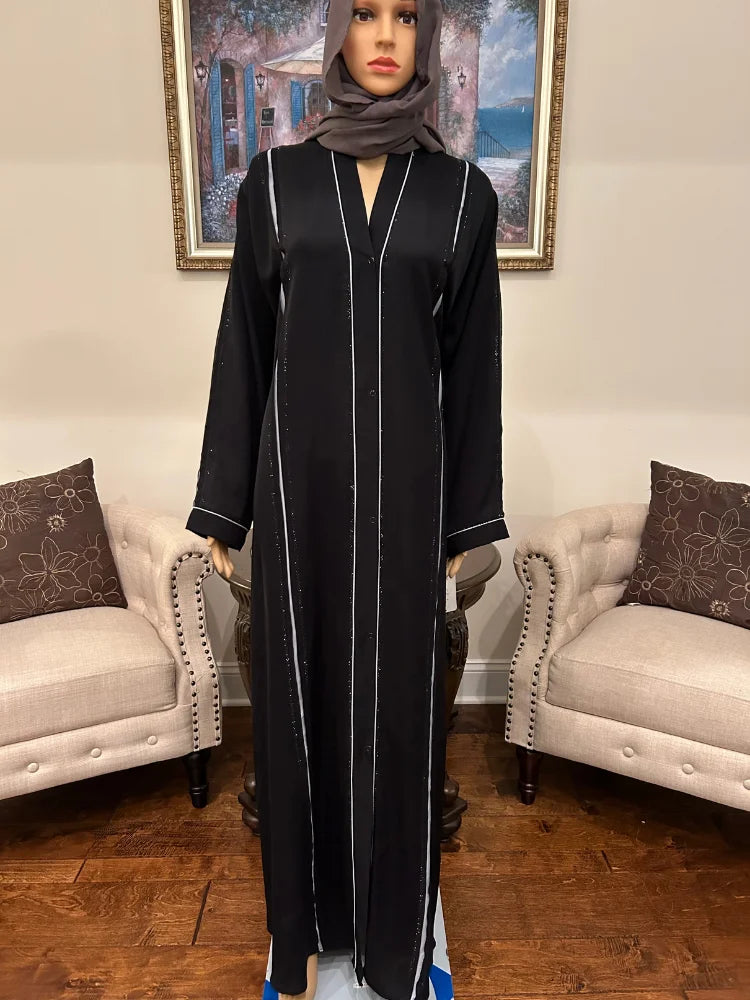 Plain Abaya with bail work