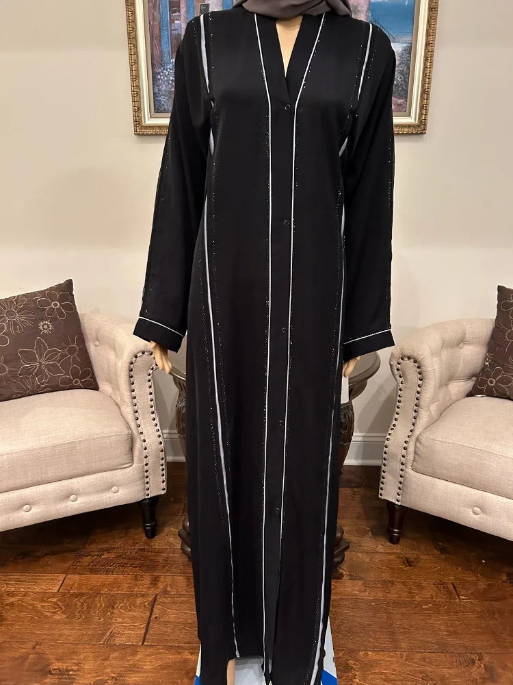 Plain Abaya with bail work