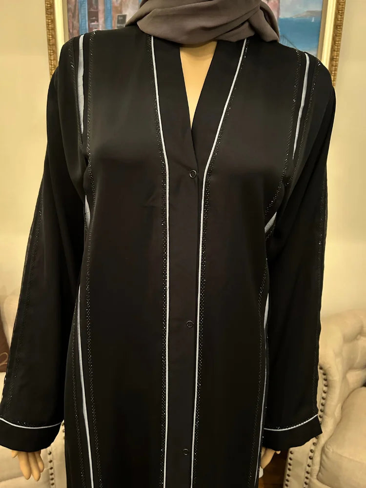 Plain Abaya with bail work