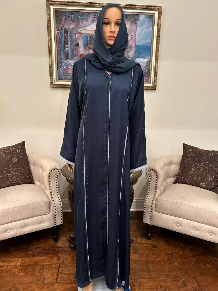 Plain Abaya with bail work