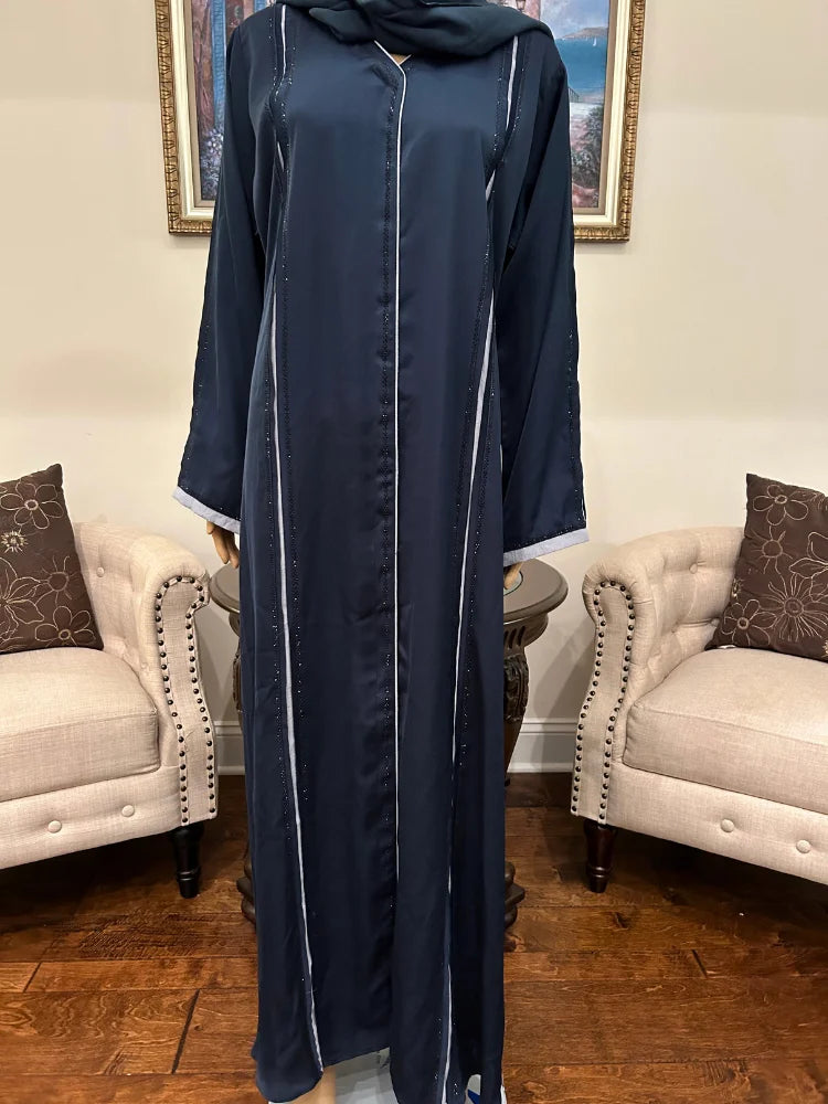 Plain Abaya with bail work