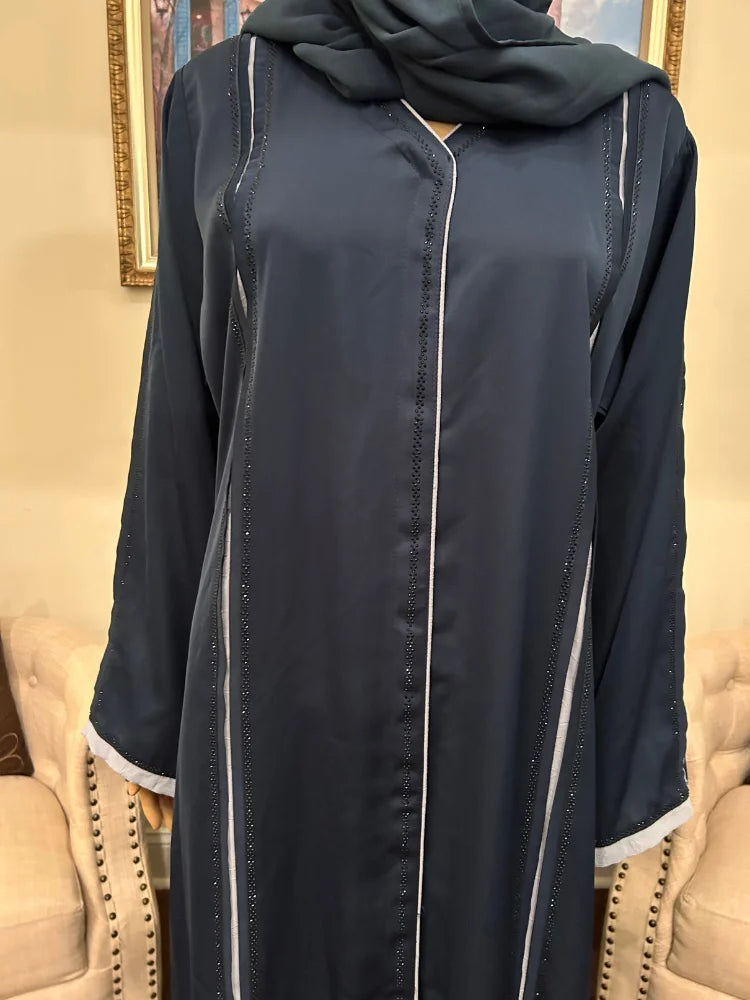 Plain Abaya with bail work