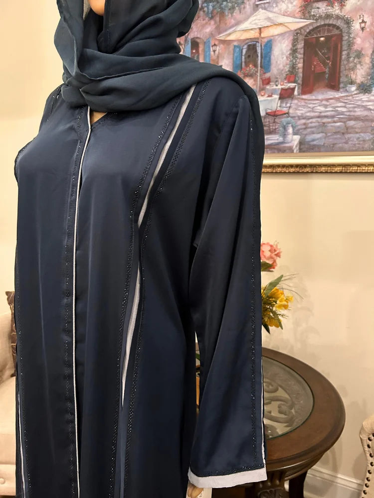 Plain Abaya with bail work