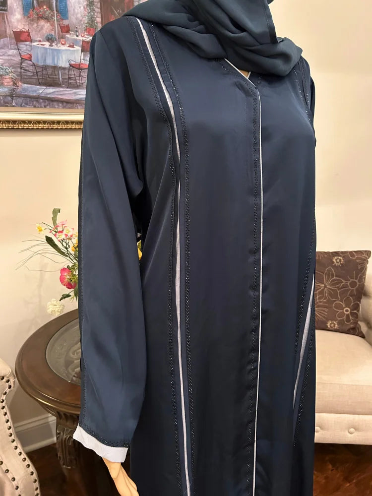 Plain Abaya with bail work