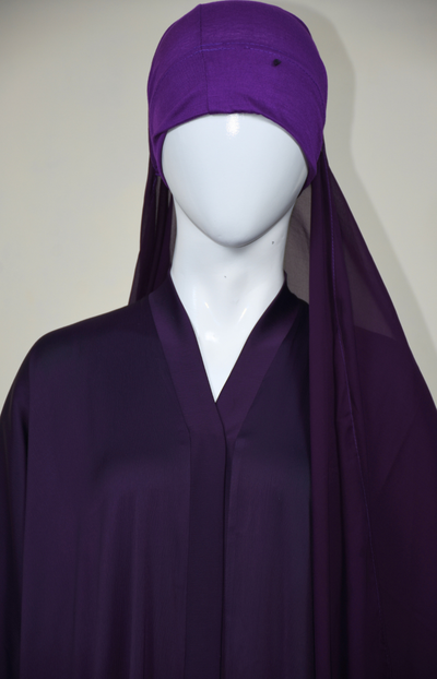 Plain Abaya in Nida Fabric with Hijab cap stitched with Scarf