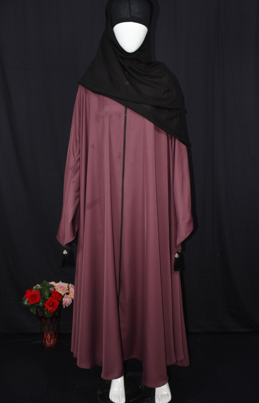 Elegant abaya on Nida fabric with Hajib cap stitched with Scarf