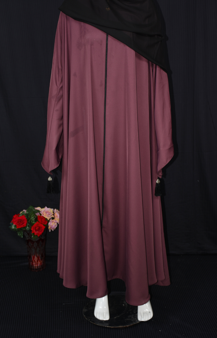 Elegant abaya on Nida fabric with Hajib cap stitched with Scarf