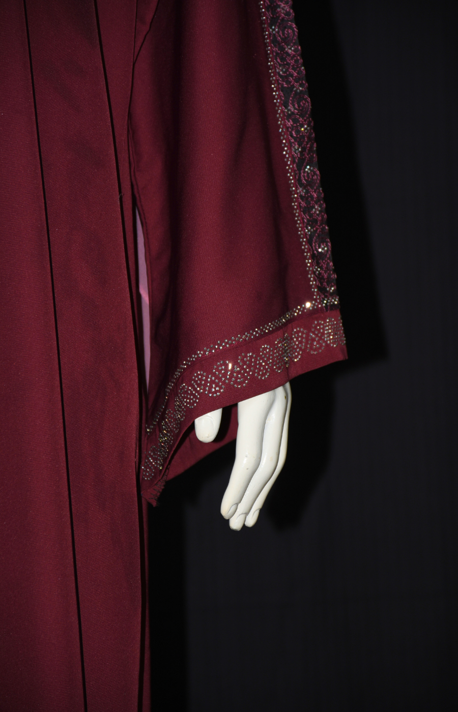 Front open Nida Fabric Abaya with stone work on front and on sleeves