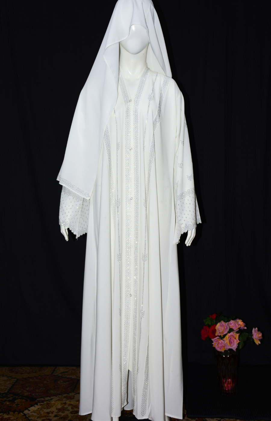 Elegant and stylish front open Abaya with stone work