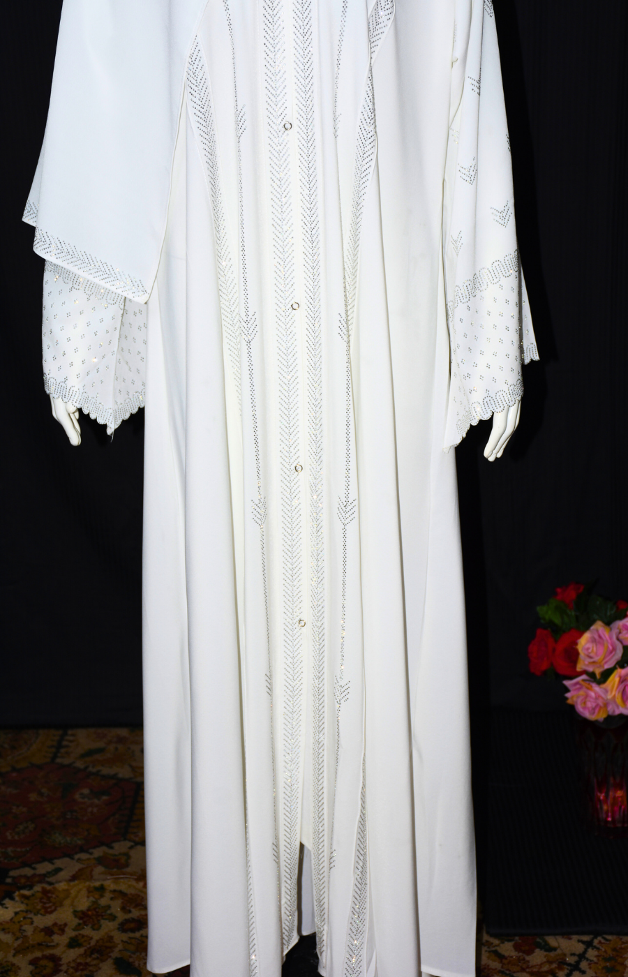Elegant and stylish front open Abaya with stone work