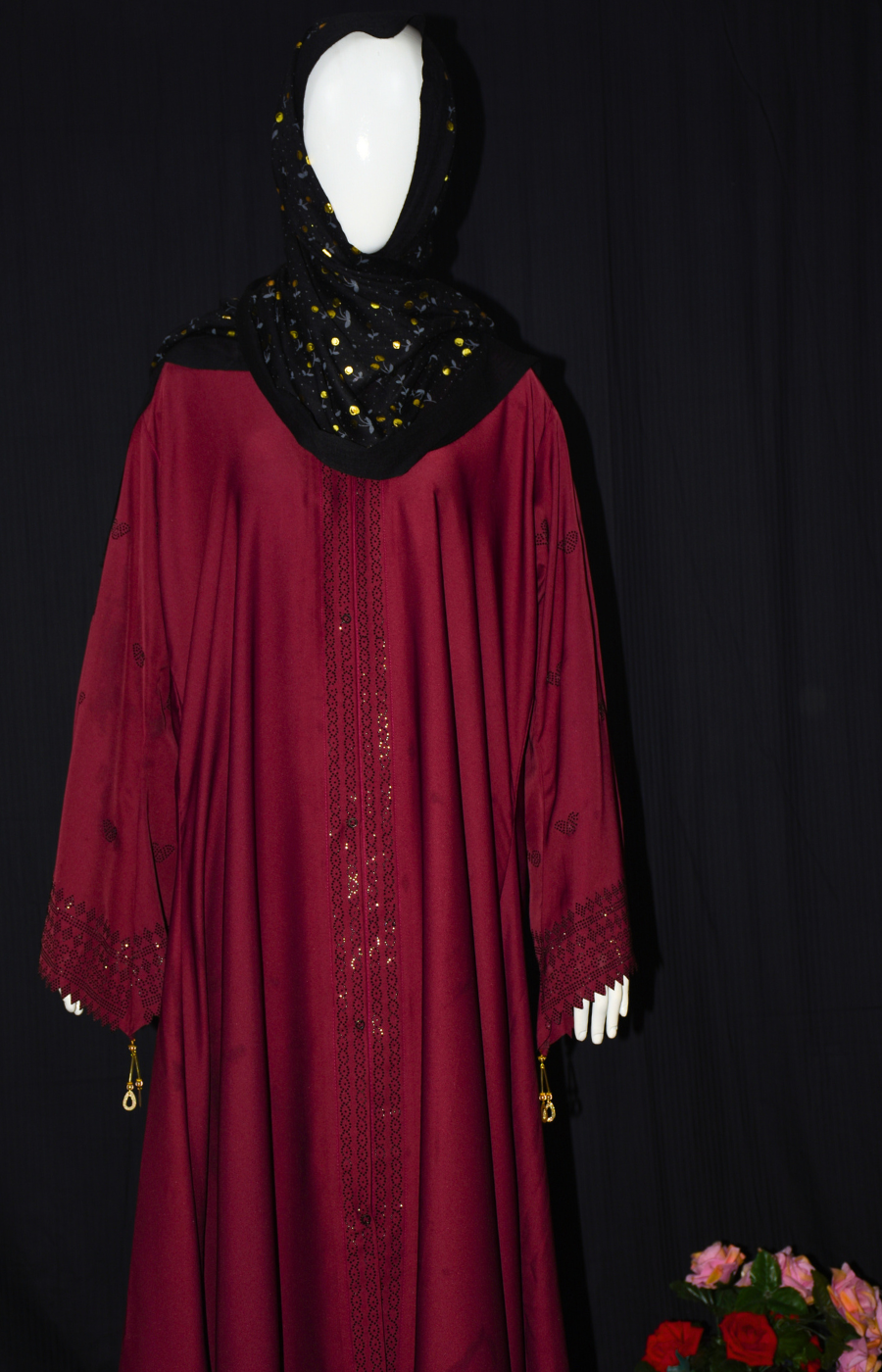 Front open Abaya with stone work
