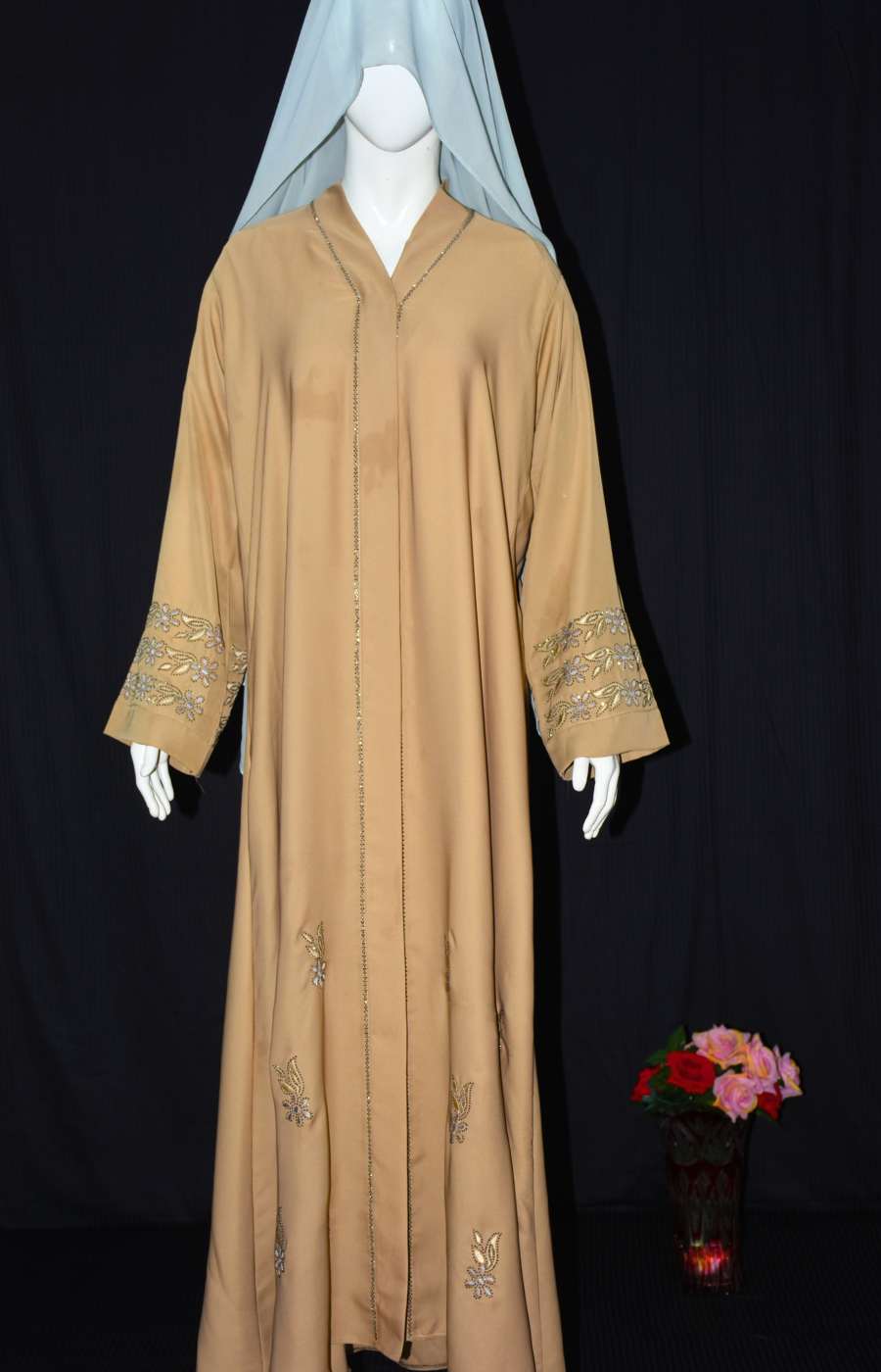 Front open Abaya with stone work