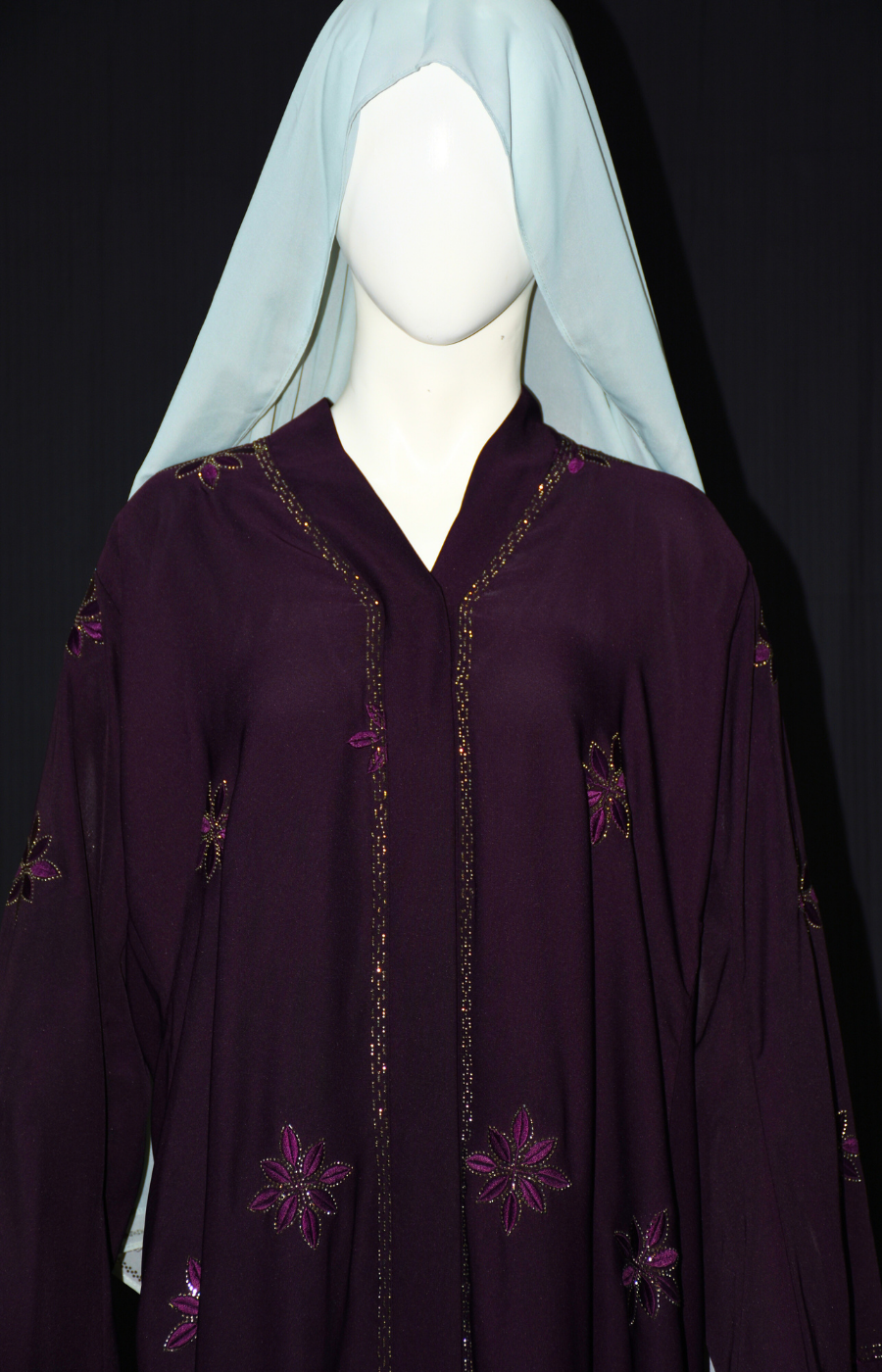 Front open Abaya with stone work