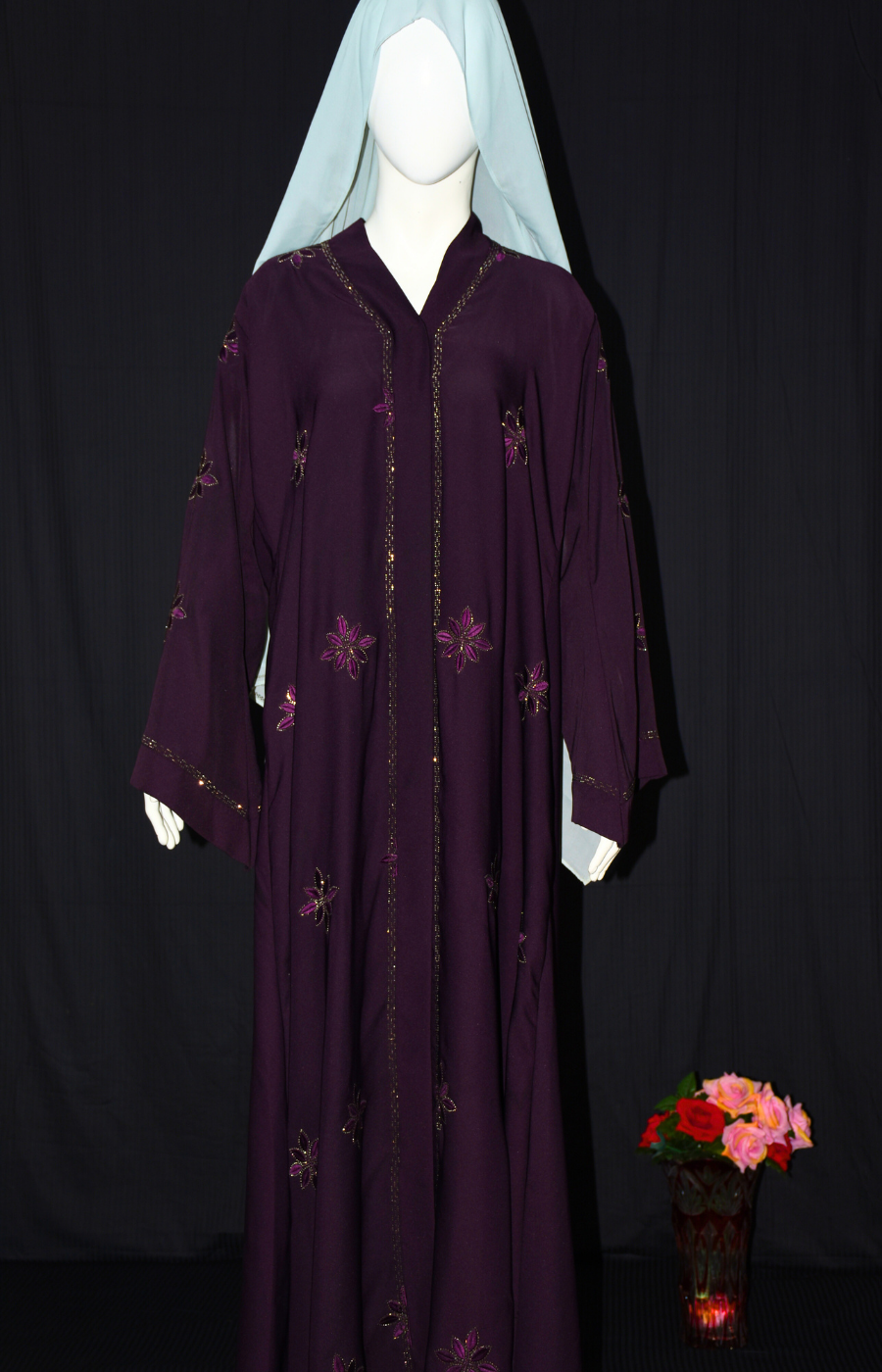 Front open Abaya with stone work