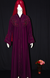 Front open Abaya with stone work with Hijab Cap