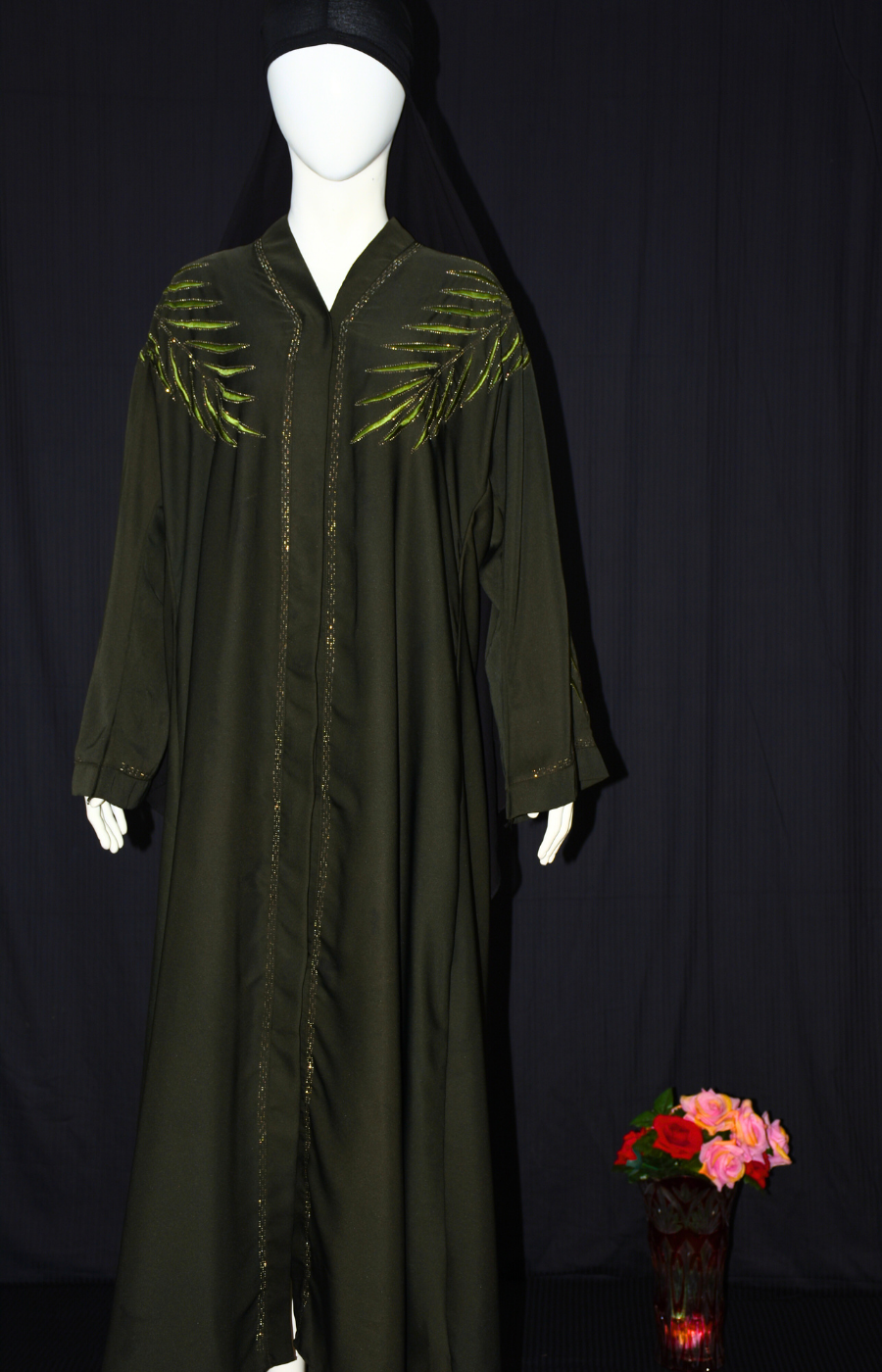 Front open Abaya with stone work