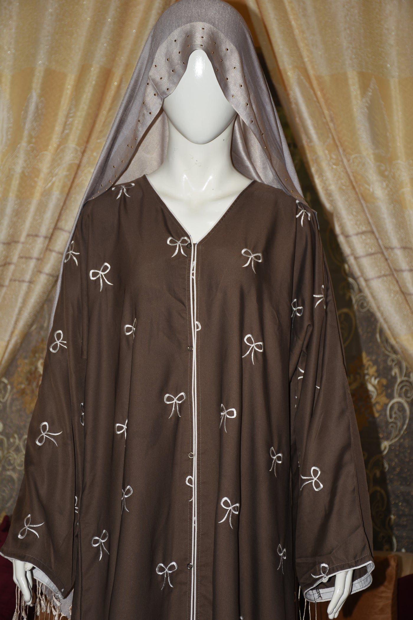 Plain Front Open Pukki Abaya with Scarf