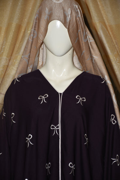 Plain Front Open Pukki Abaya with Scarf
