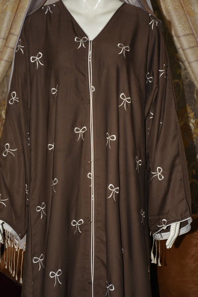 Plain Front Open Pukki Abaya with Scarf