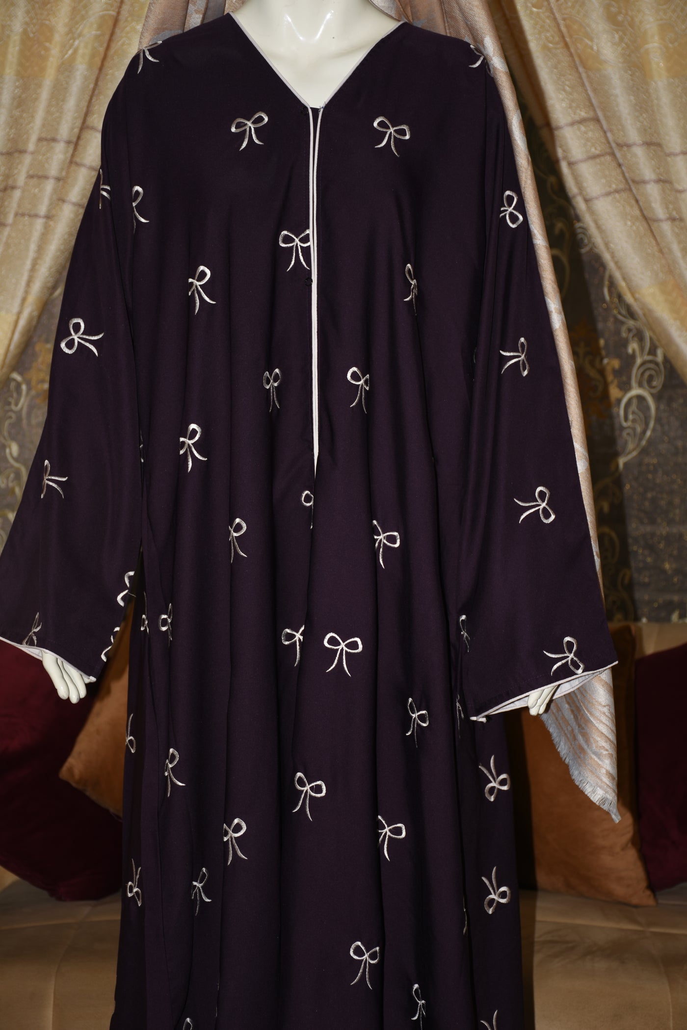 Plain Front Open Pukki Abaya with Scarf