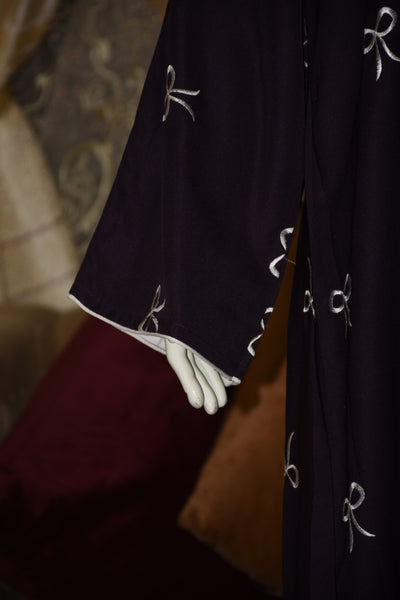 Plain Front Open Pukki Abaya with Scarf